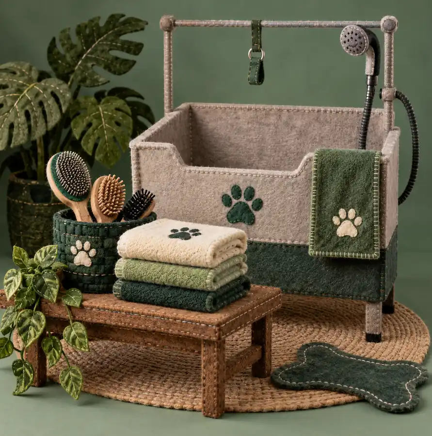 Illustration of pet care businesses equipment and workspace